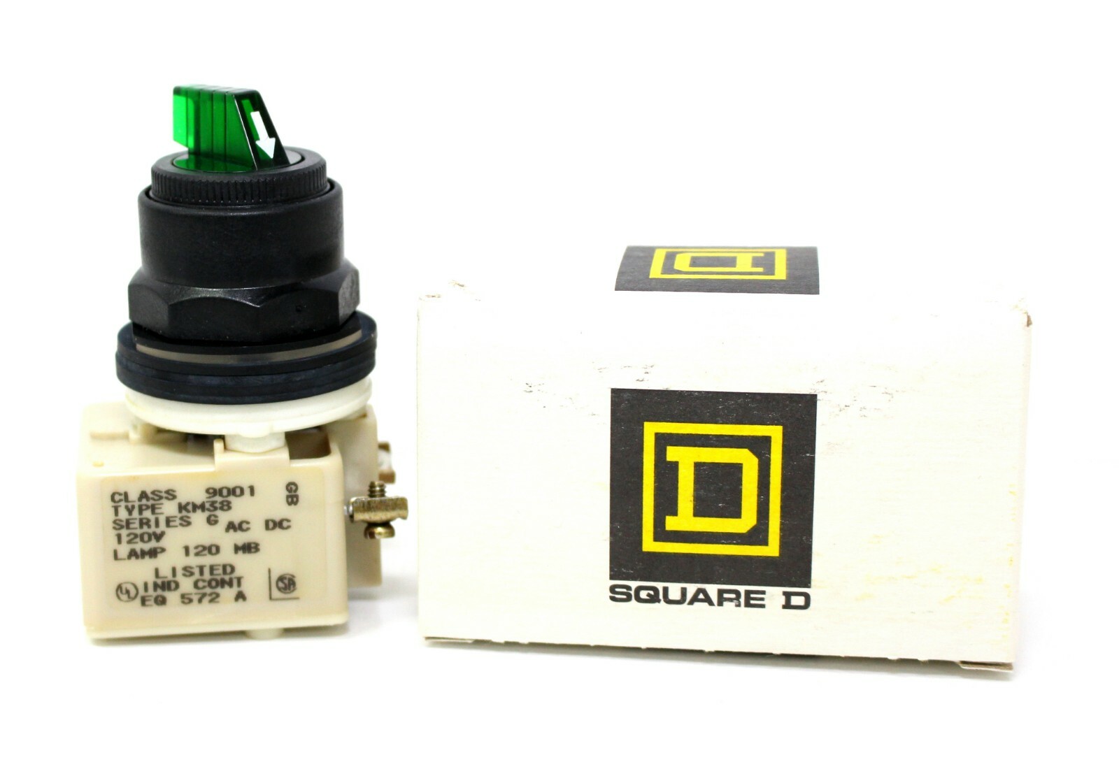Square D Class 9001 Type KM38 Green Selector Switch ~ Series G ~ New In Box
