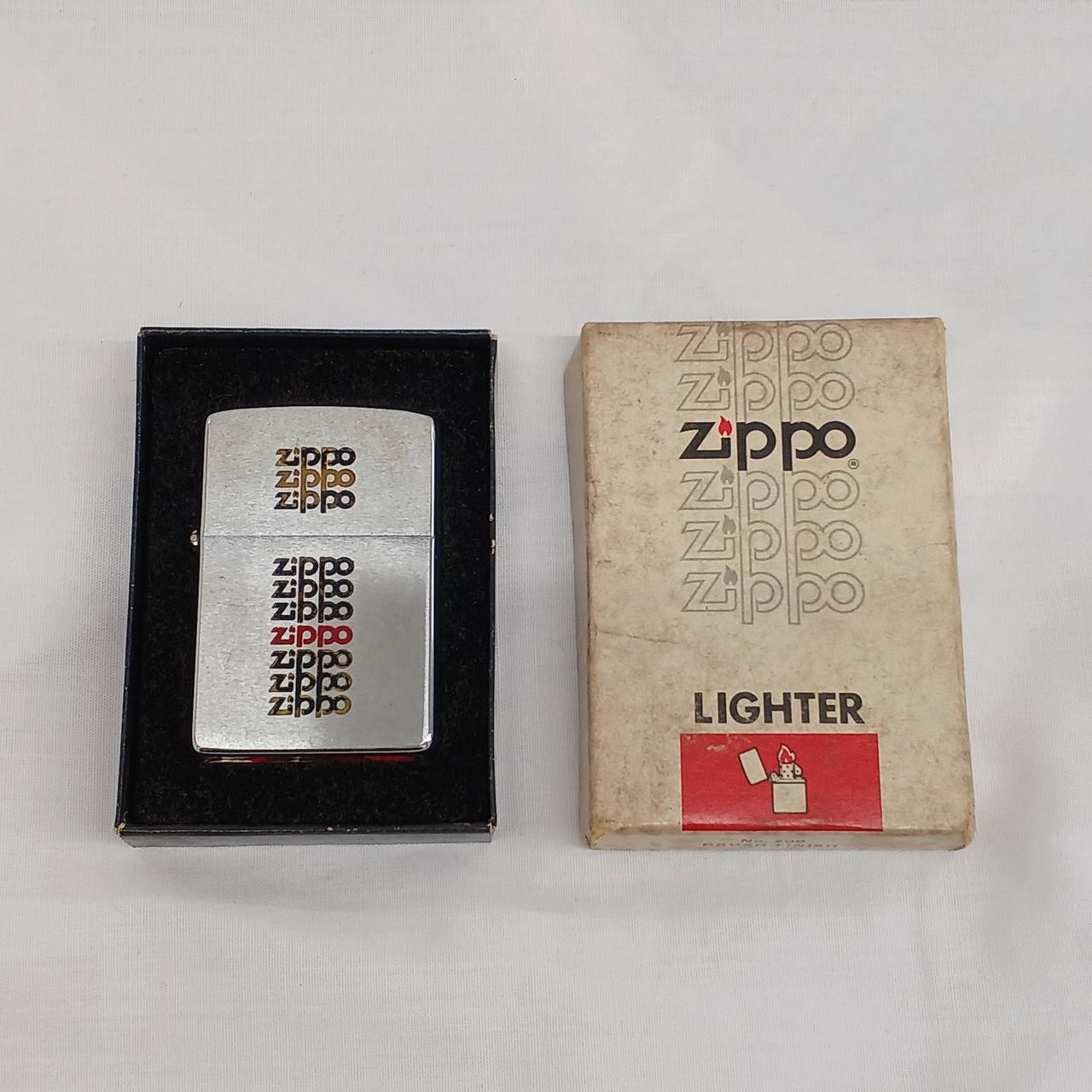 Vintage Zippo 1983 "Zippo" Brushed Chrome Finish Oil Lighter with Box