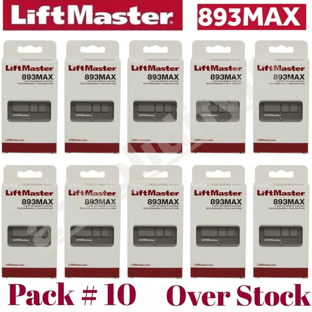 LiftMaster 893MAX 3-Button Visor Garage Door Opener Remote Control – Pack of 10