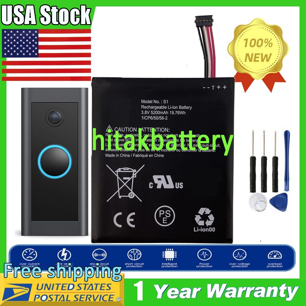 S1 Battery for Ring Video Doorbell (2020 Release) 2nd Generation 5UM5E5 (2nd Gen