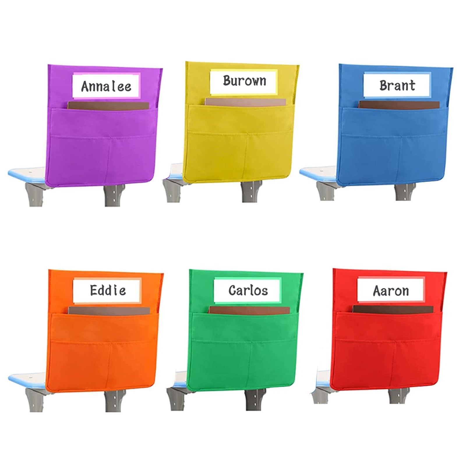 6 Pcs Chairback Pockets Chairback Buddy Pockets Chart Bright Color Seat Stora...