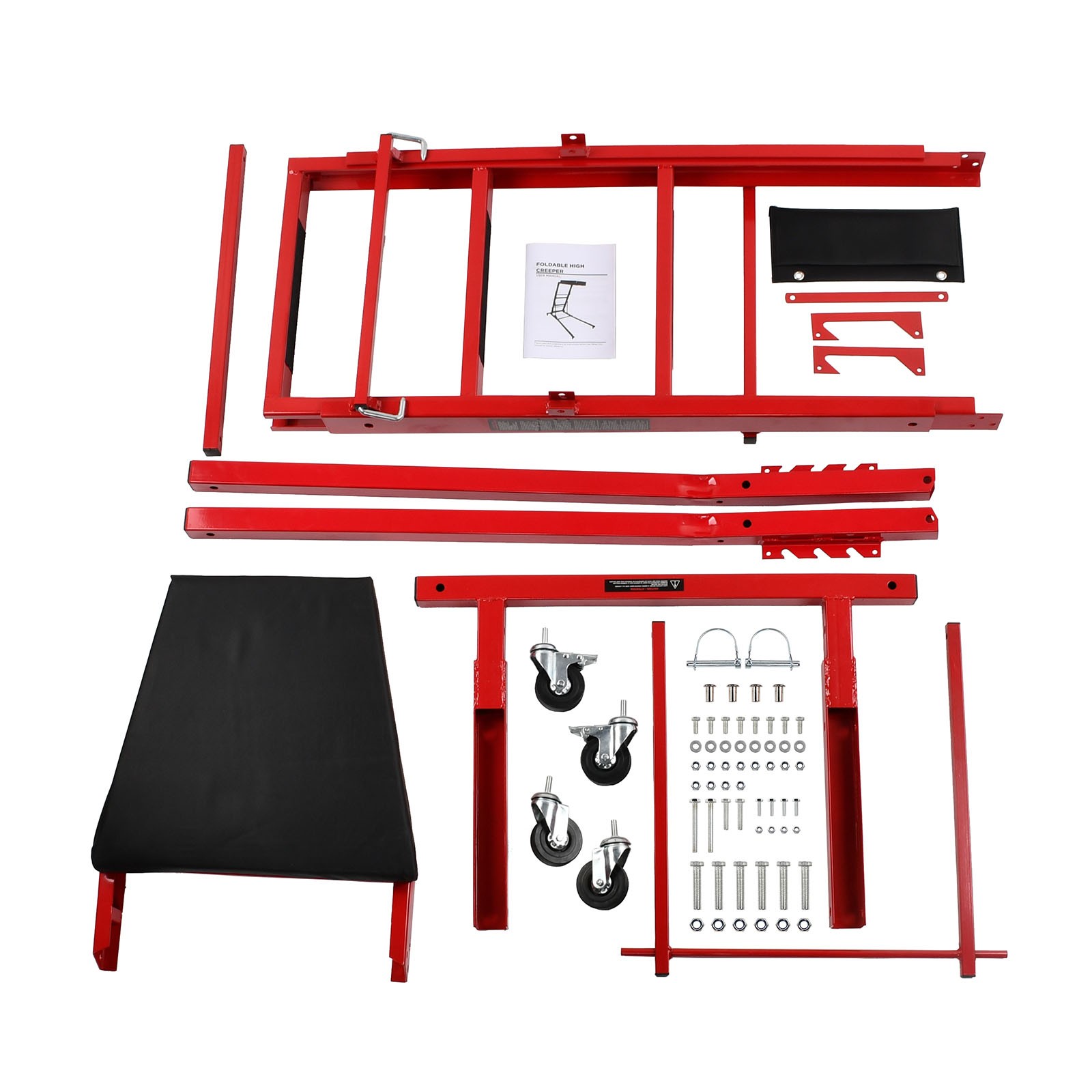 45"-66" Adjustable Height Engine Movable Ladder 400LBS Foldable Topside Creeper