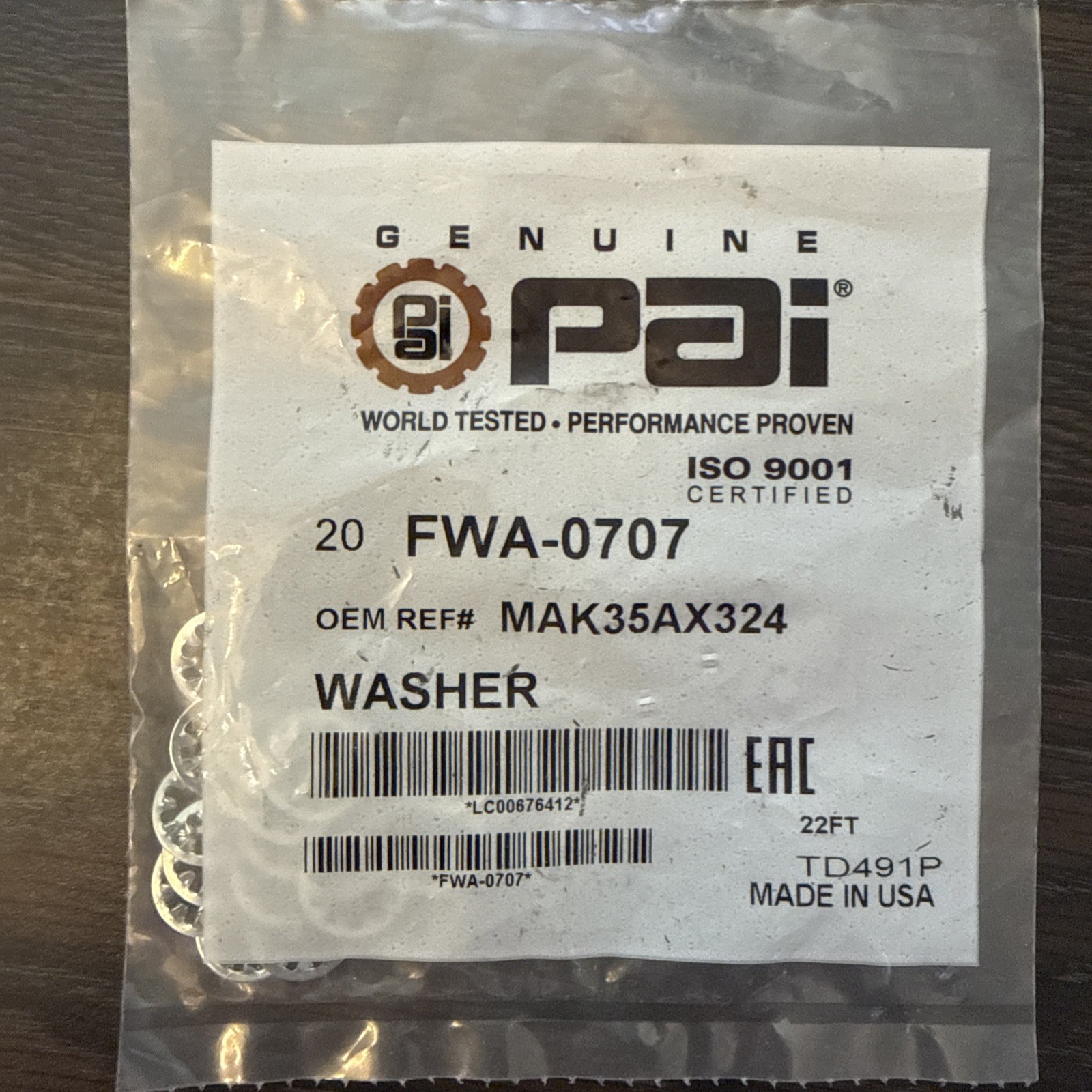 PAI FWA-0707 Internal Star Lock Washer Fits Mack 35AX324 25099062 Pack of 20 NOS
