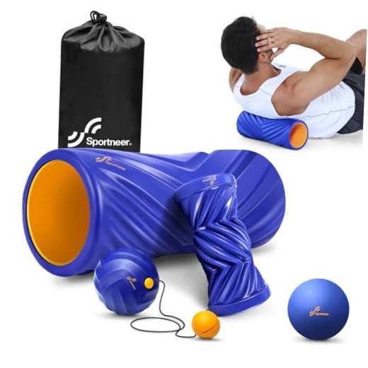 4 in 1 Pilates Foam Roller Muscle Relax Kit | with 2 Textured Foam Blue