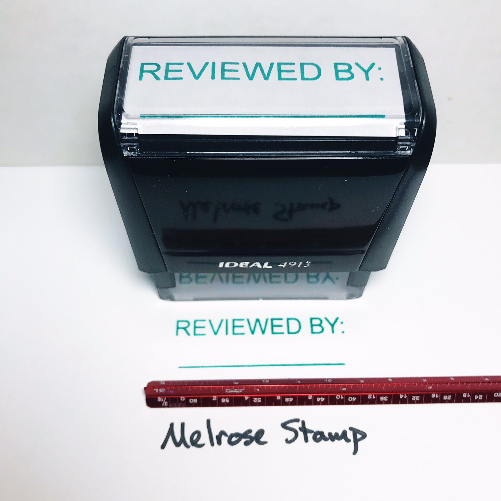 Reviewed By With Line Rubber Stamp Green Ink Self Inking Ideal 4913