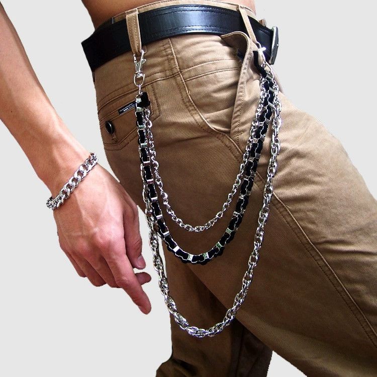 Braided Pants Chain Belt Punk Hip Hop Waist Chain Unisex Streetwear Accessory
