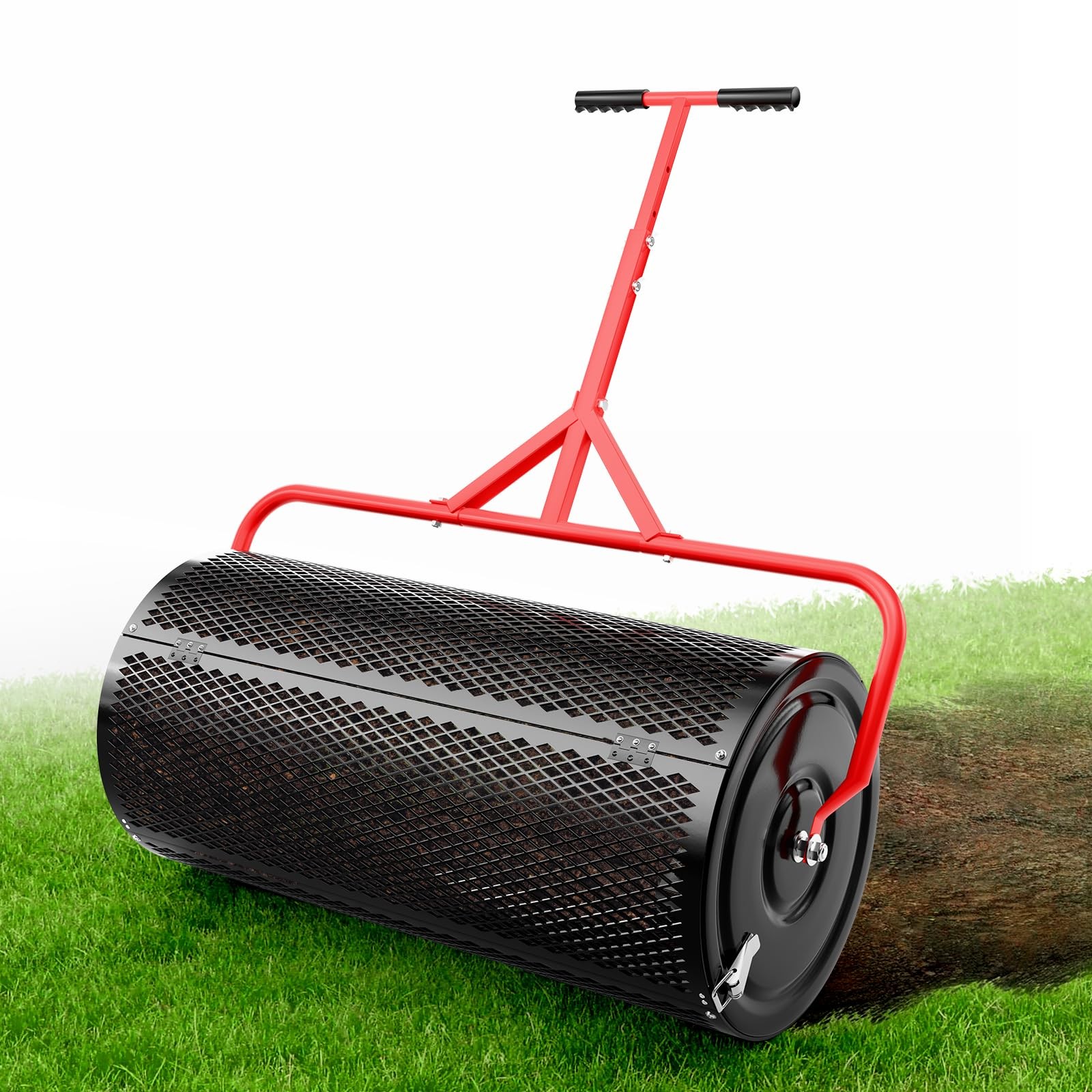 Compost Peat Moss Spreader for Lawn, 30 Inch Compost Roller Spreader with Adj...