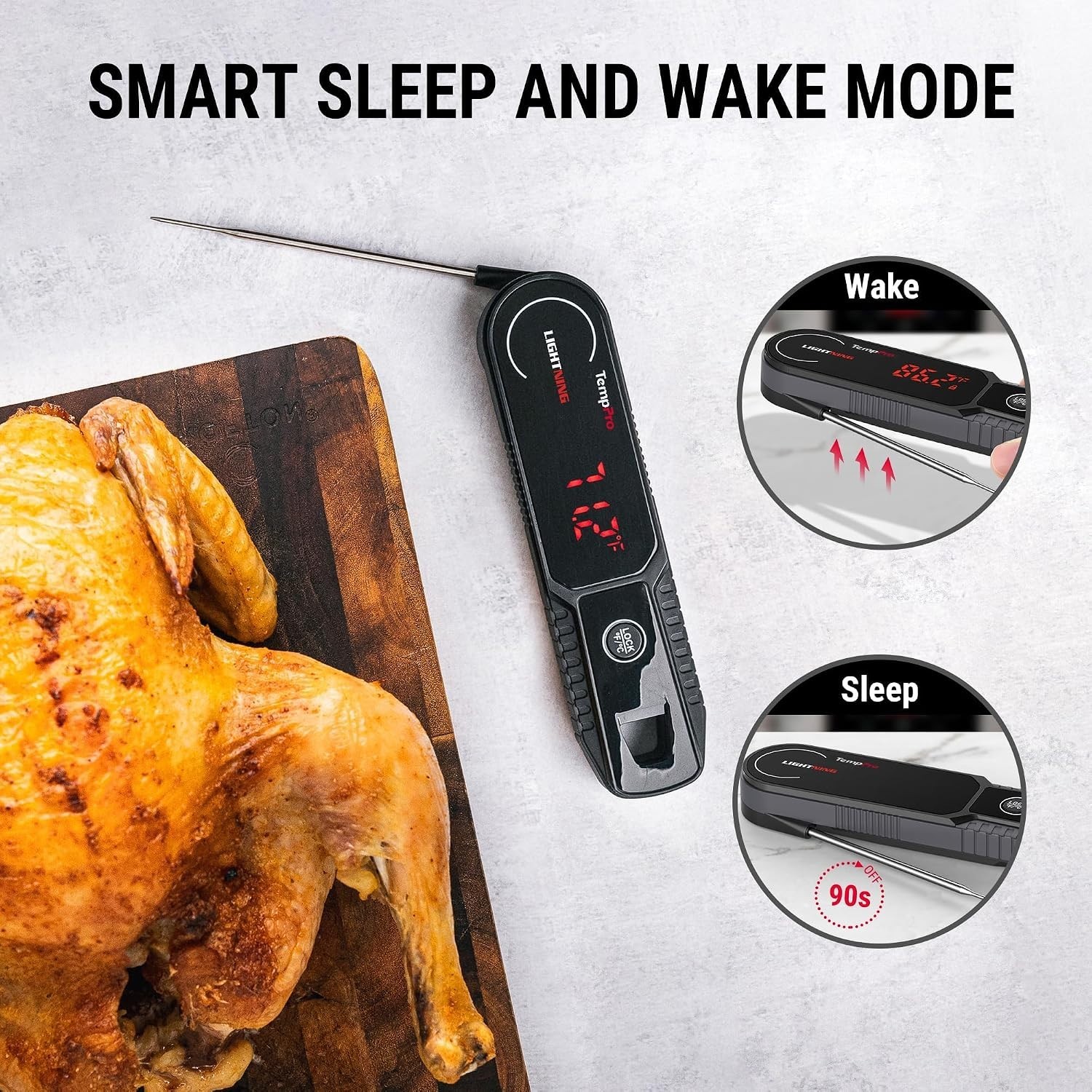 Digital Meat Thermometer with Fast Reading, Waterproof Design & Lock Feature