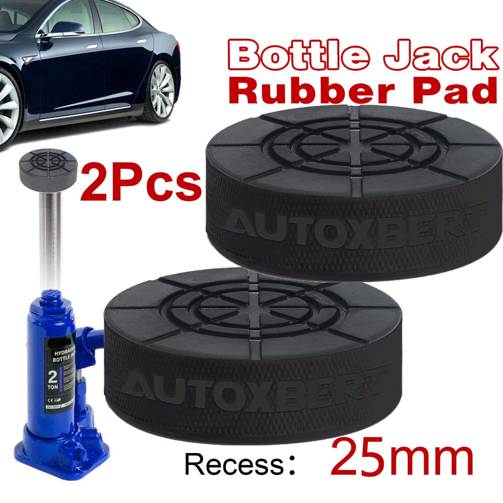 Heavy Duty Rubber Pad for Bottle Jack Protection Pad  25mm Dia  Recess On Bottom