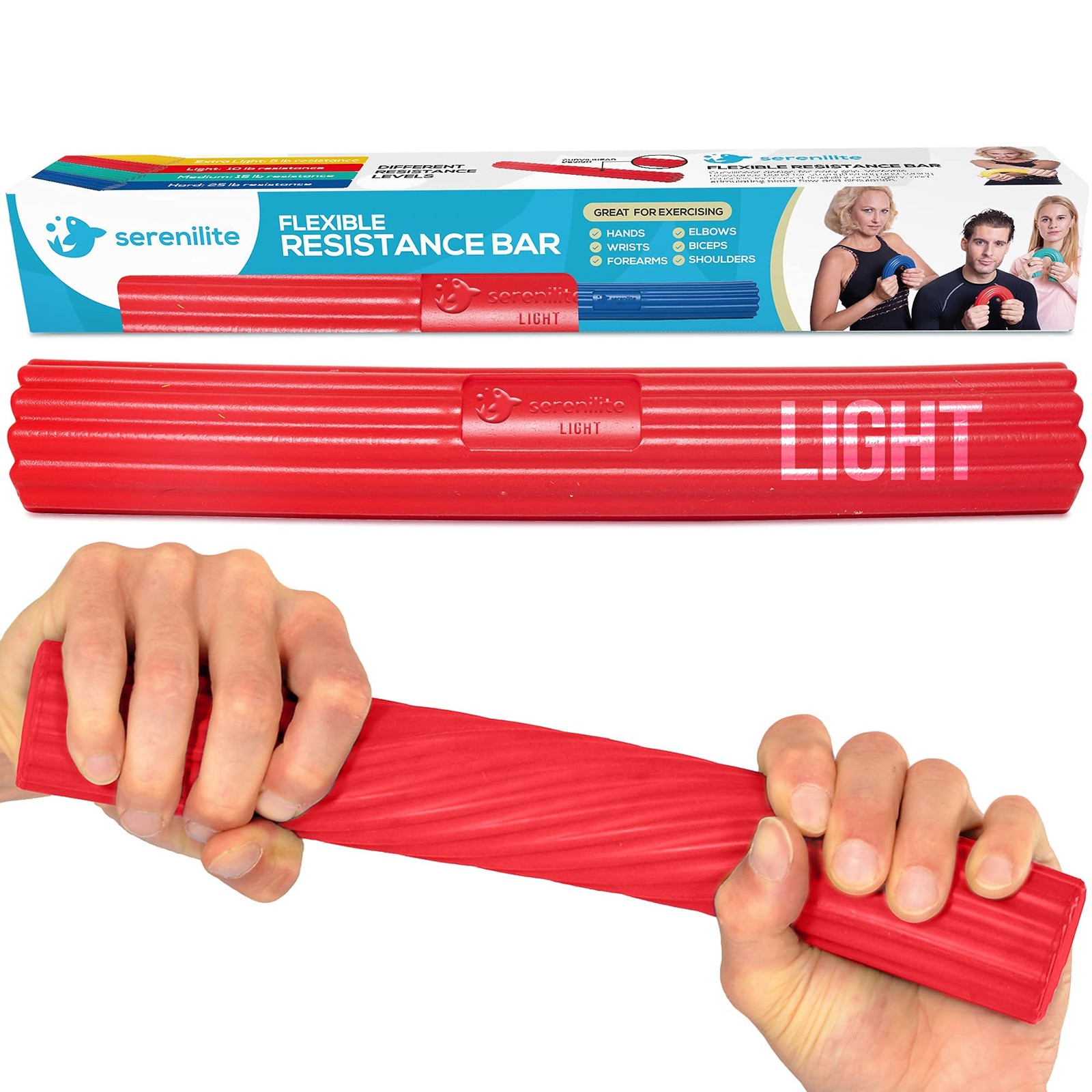 Serenilite Flexible Resistance Bar for Physical Therapy & Tennis Light (Red)