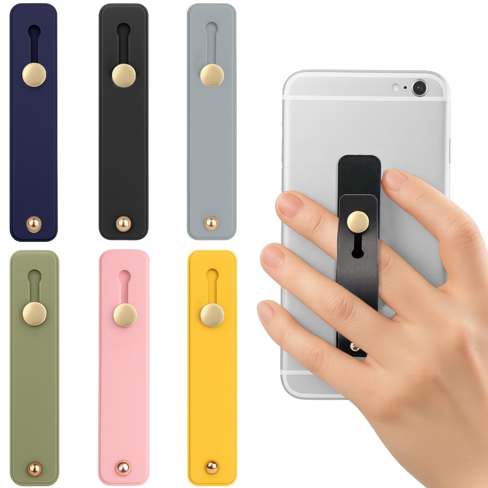 6 Pack Telescopic Phone Grip Holders with Finger Strap Stand for Smartphones