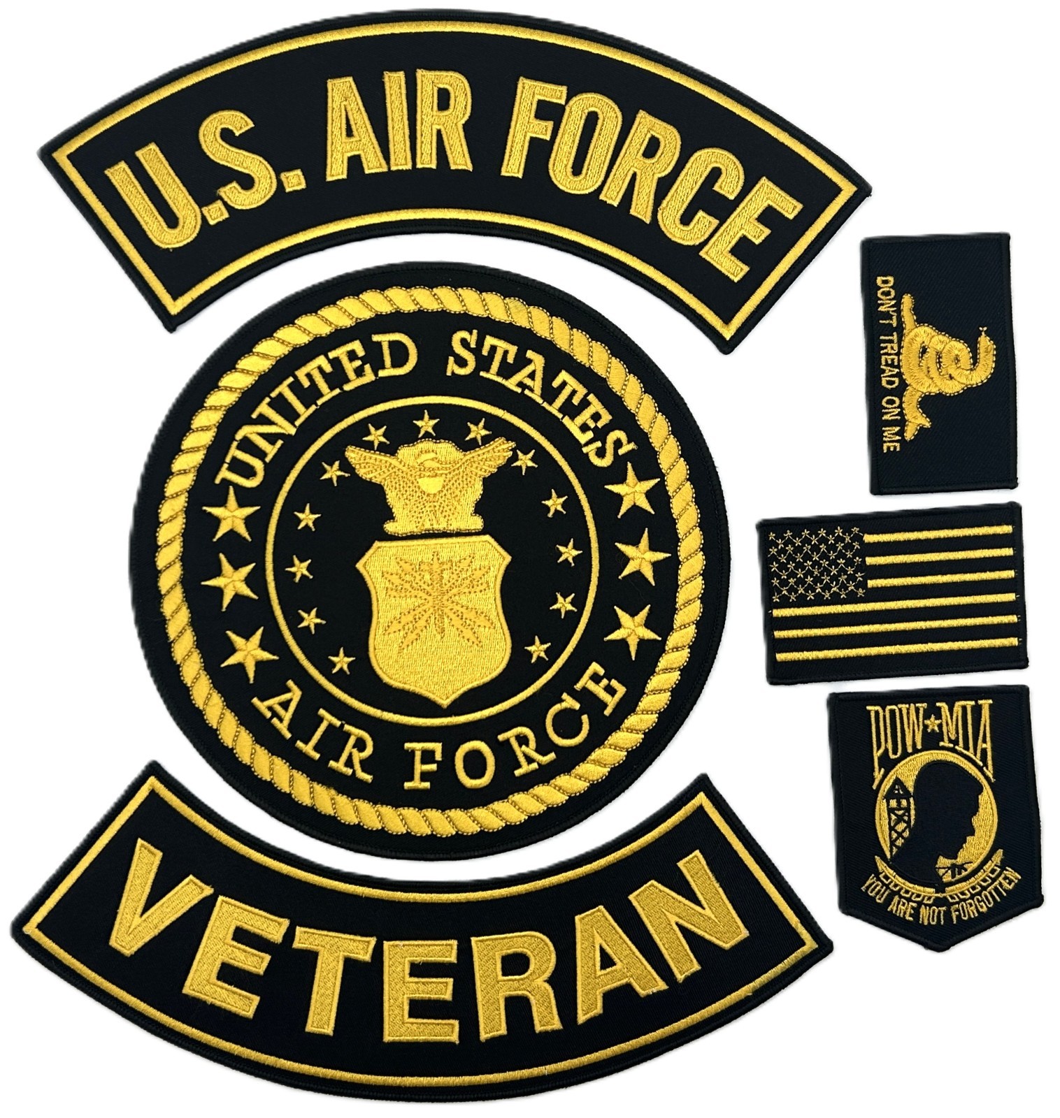 U.S. AIR FORCE SEAL VETERAN MILITARY MOTORCYCLE VEST LOT OF 6 PATCHES