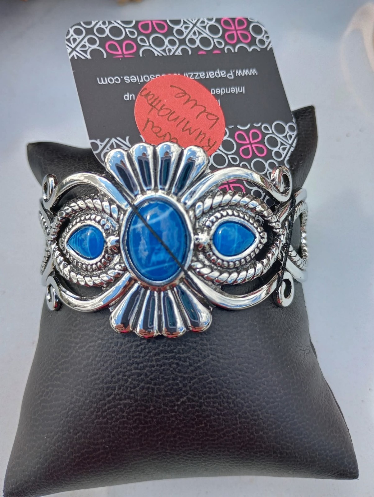 Paprazzi Silver with Blue Acrylic Cuff Bracelet