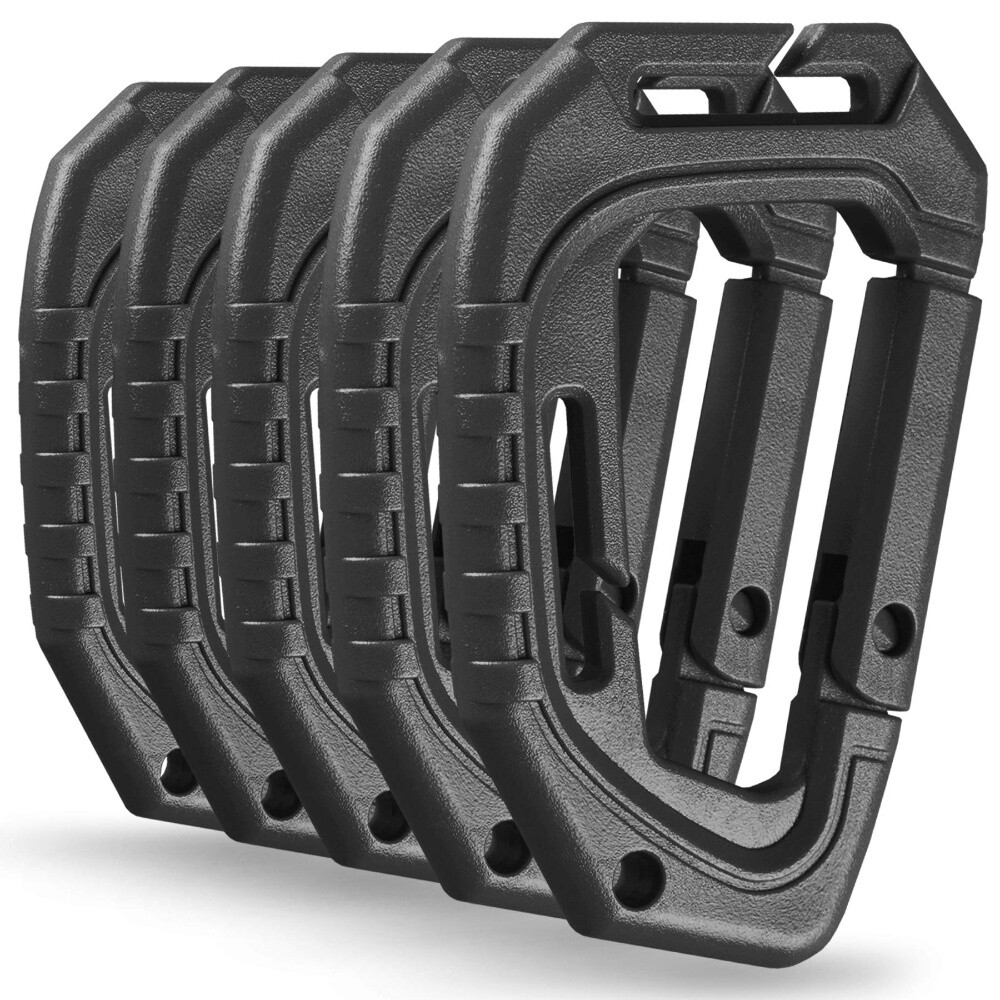 5-in-1 D-Type Carabiner Clip for Backpack & Molle Webbing - Climbing Gear
