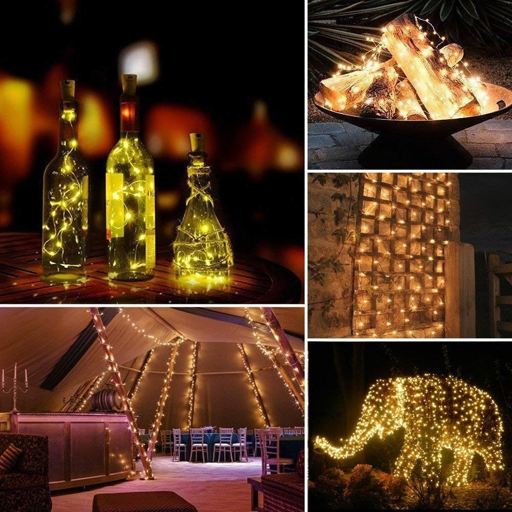Solar String Lights Outdoor 2 Pack 66ft 200LED Waterproof 8 Modes Warm White