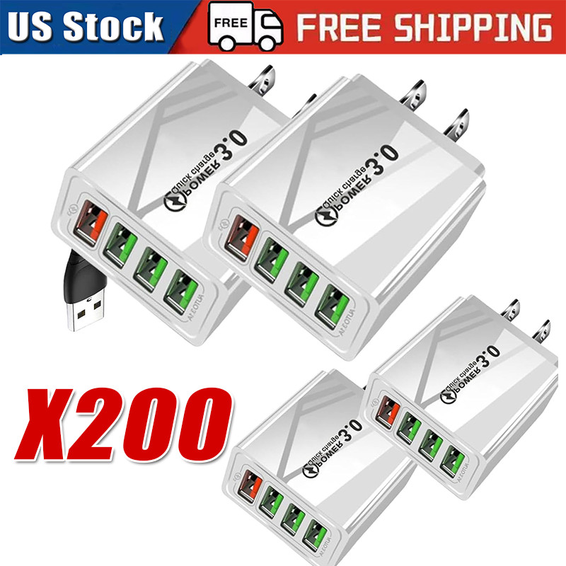 US 4 Port Fast Quick Charge QC 3.0 USB Hub Wall Home Charger Power Adapter Lot
