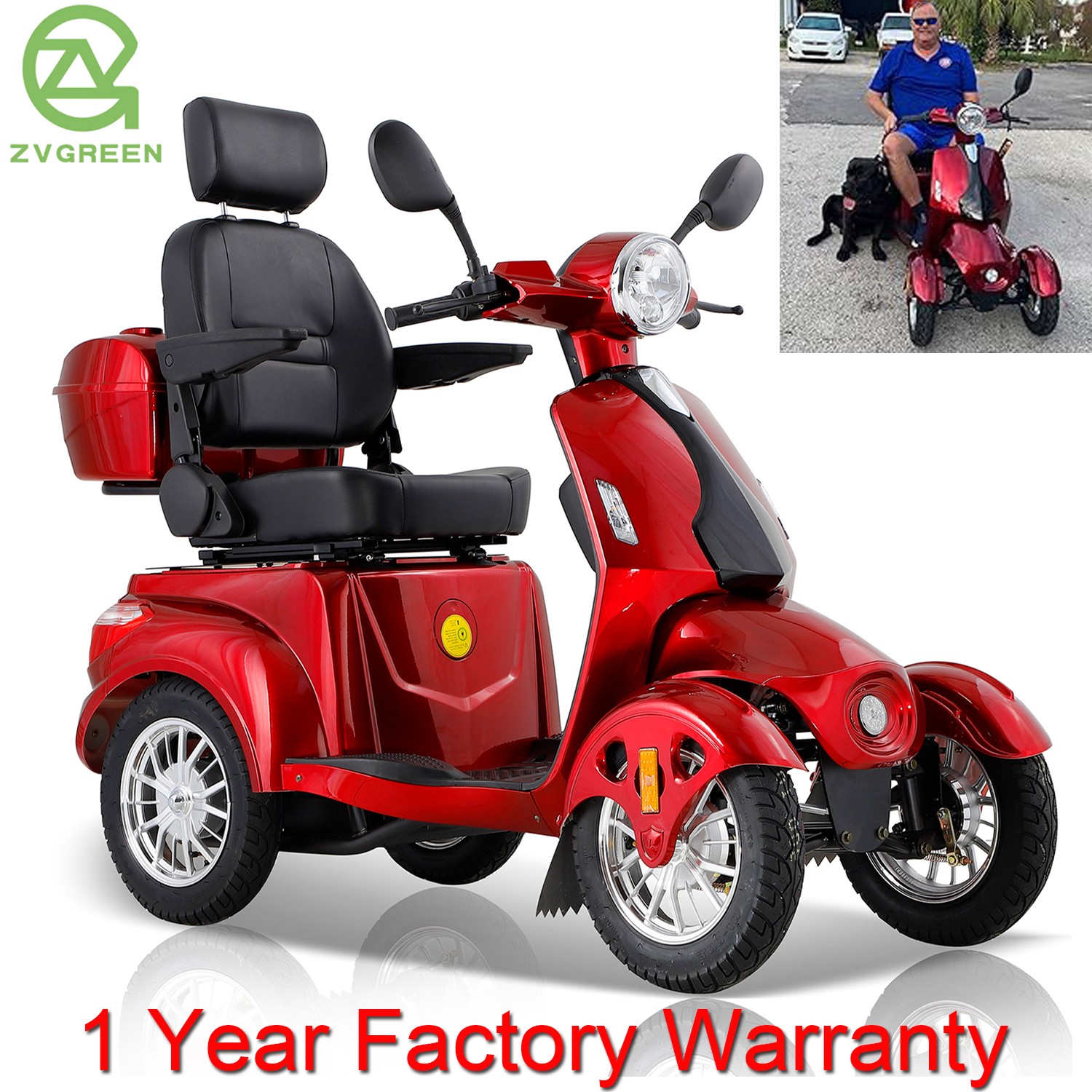 Heavy Duty 4 Wheel Mobility Scooter for Adult Senior 500lbs 31 miles 60V/20Ah