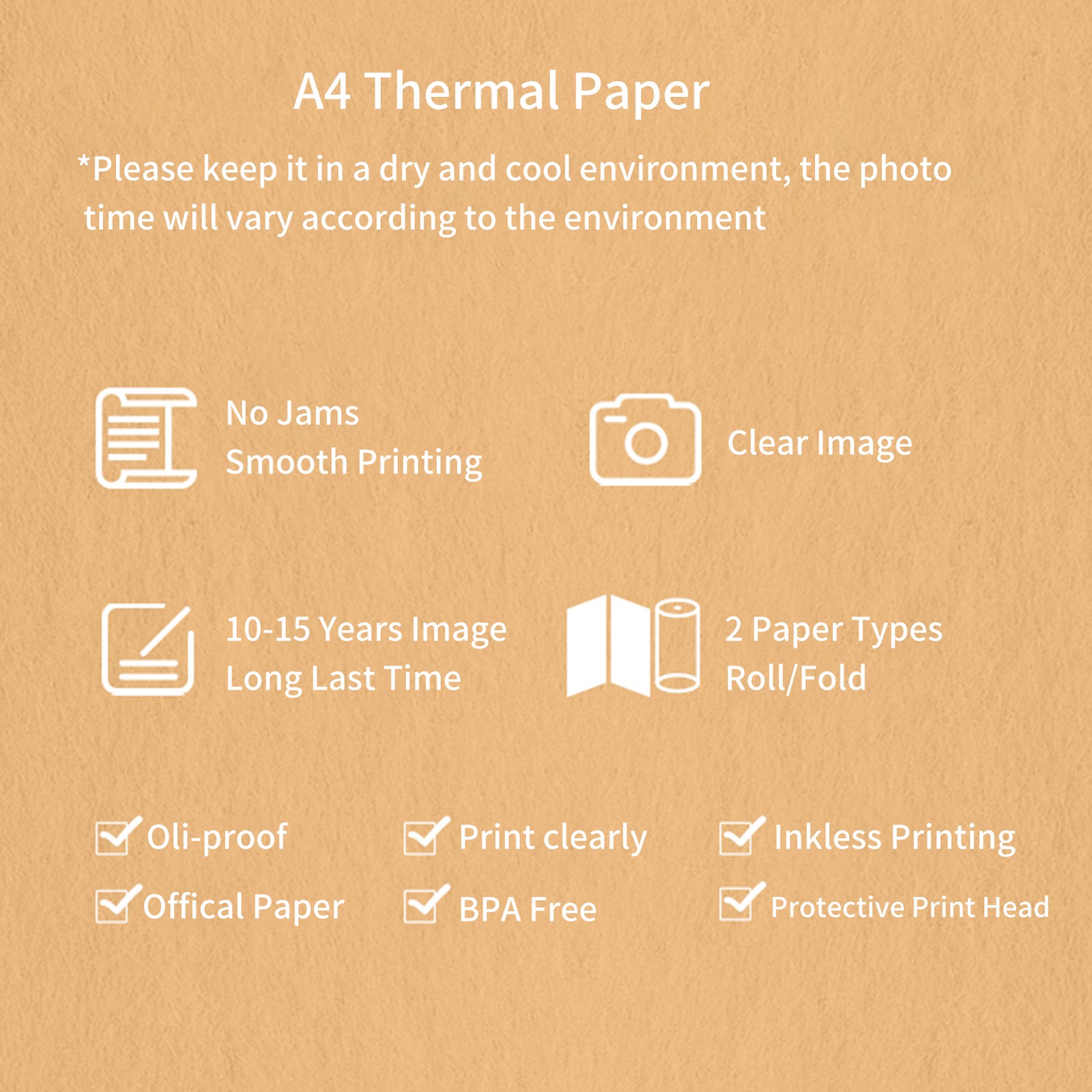 A4 Printer 200 Sheets Thermal Paper Compatible With PeriPage A40 Thermal Printer