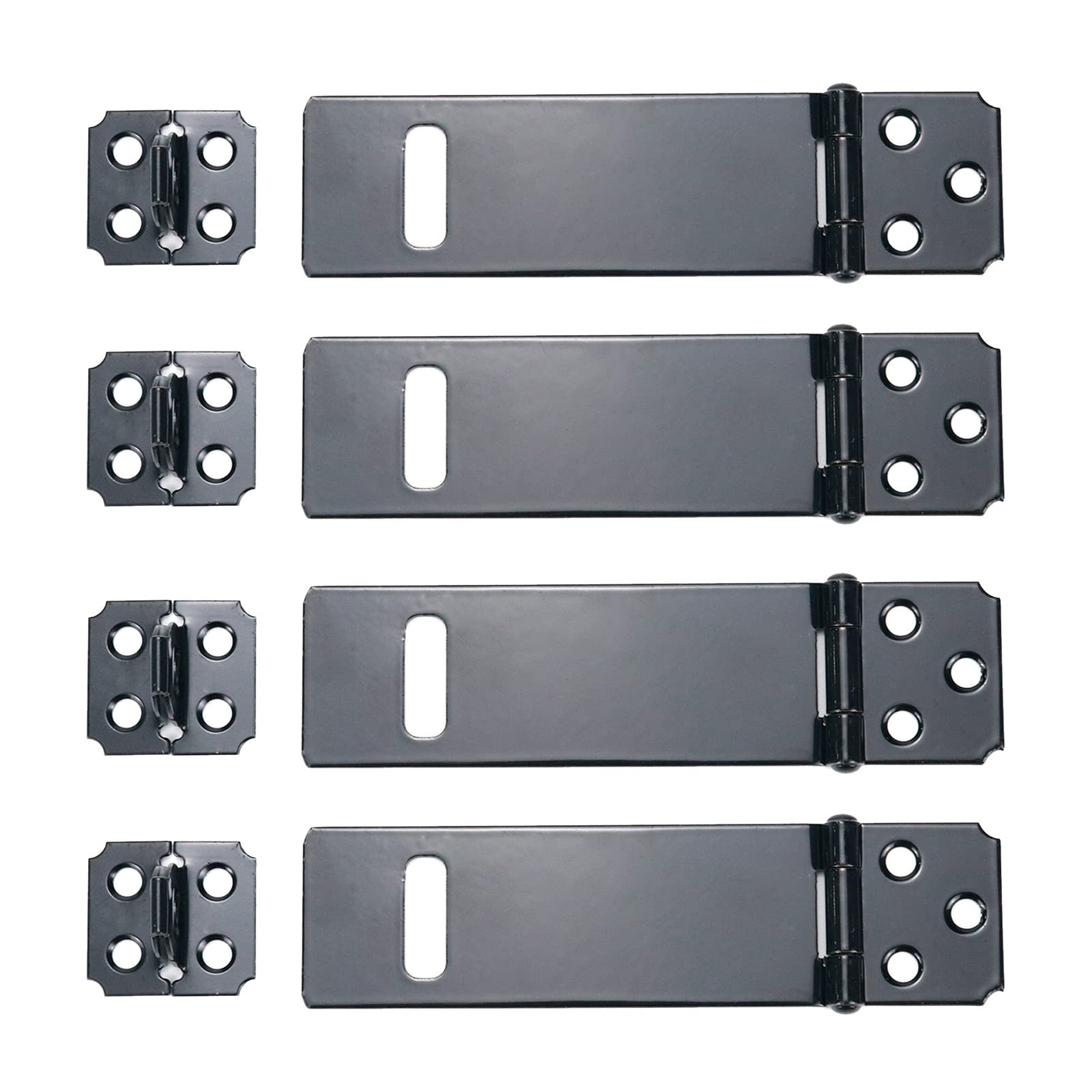 Tsnamay 4Pcs 4Inch Black Padlock Hasp,Door Slide Latch Lock 4 Inch,
