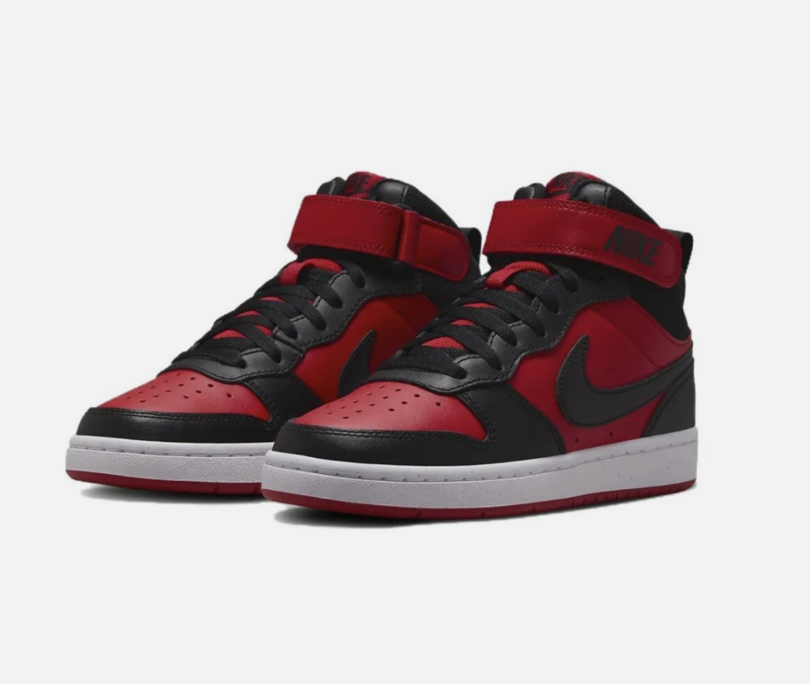 Nike Court Borough Mid 2 Bred Big Kids Size 6.5 Sneaker University Red/Black