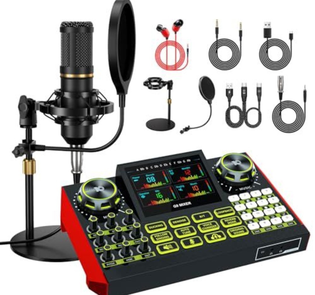 Compare @ $119 Neculogy Podcast Equipment Bundle, Audio Interface BM800 Mic
