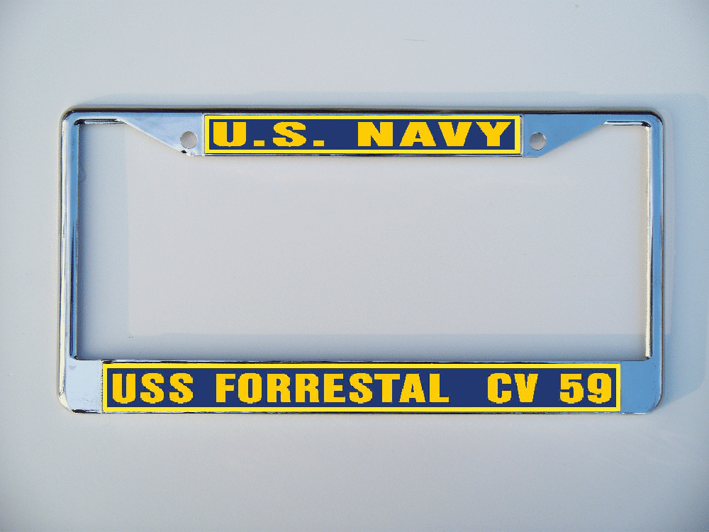 USS FORRESTAL CV 59 License Plate Frame U S Navy Military Car-Truck-Motorcycle