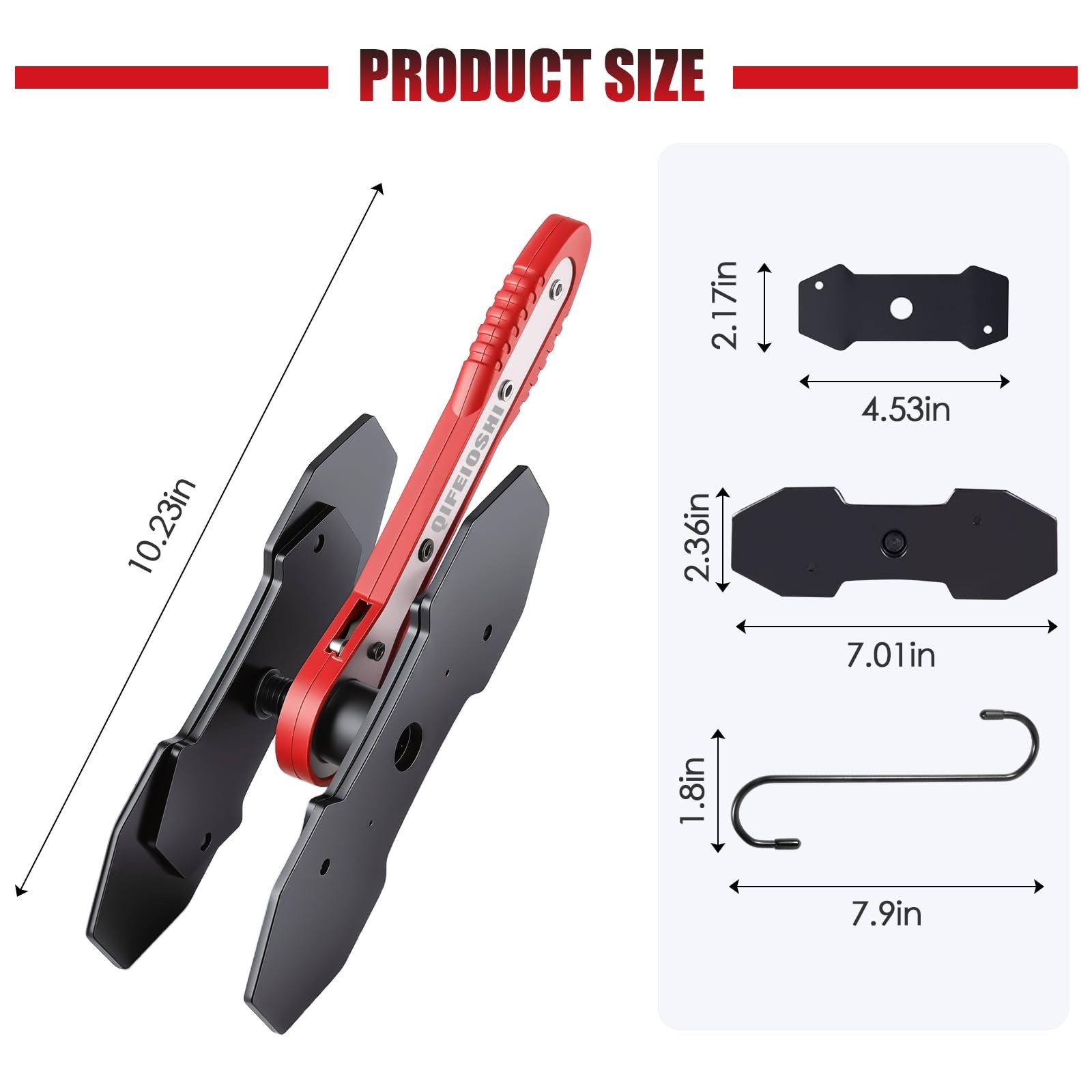 Brake Caliper Compression Tool – 360° Ratchet Piston Press, 1 count, Red