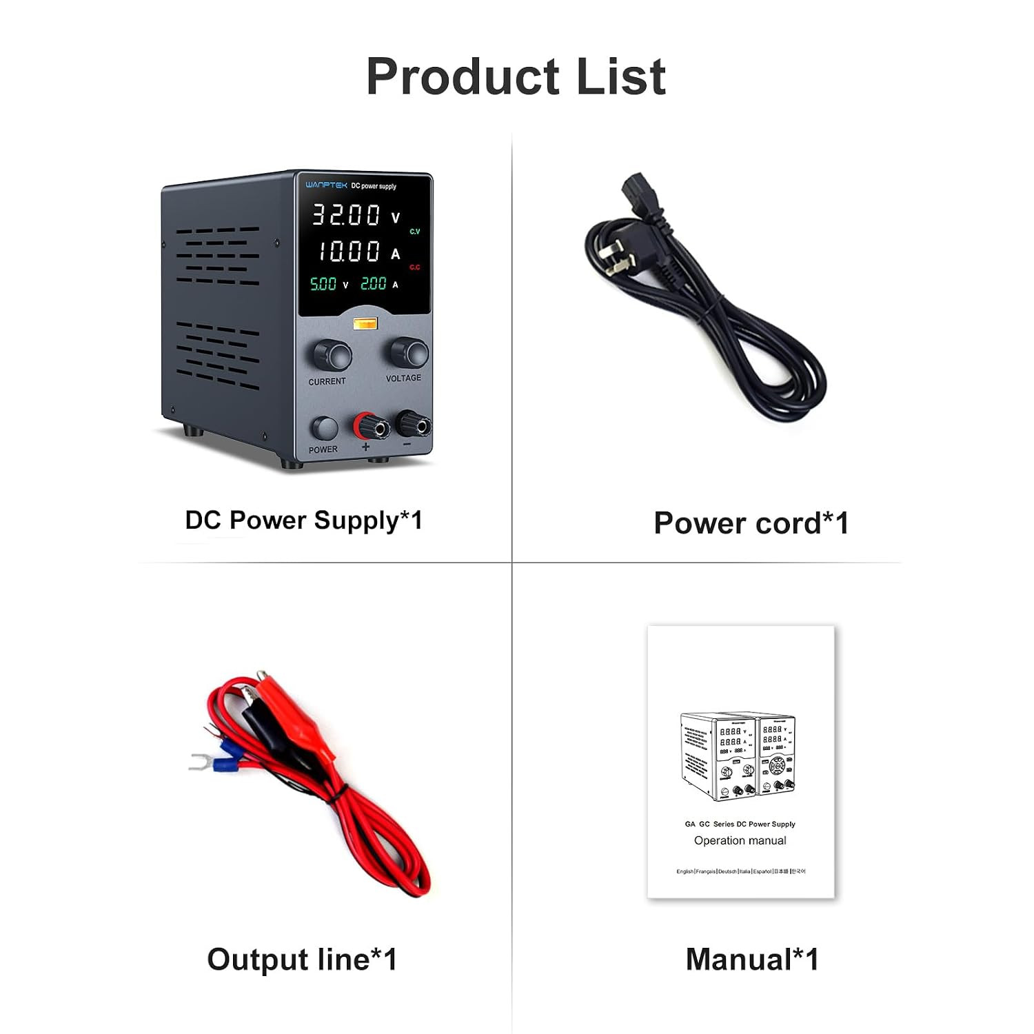WANPTEK DC Power Supply Variable 30V 10A, Adjustable Bench Power Supply with Pre