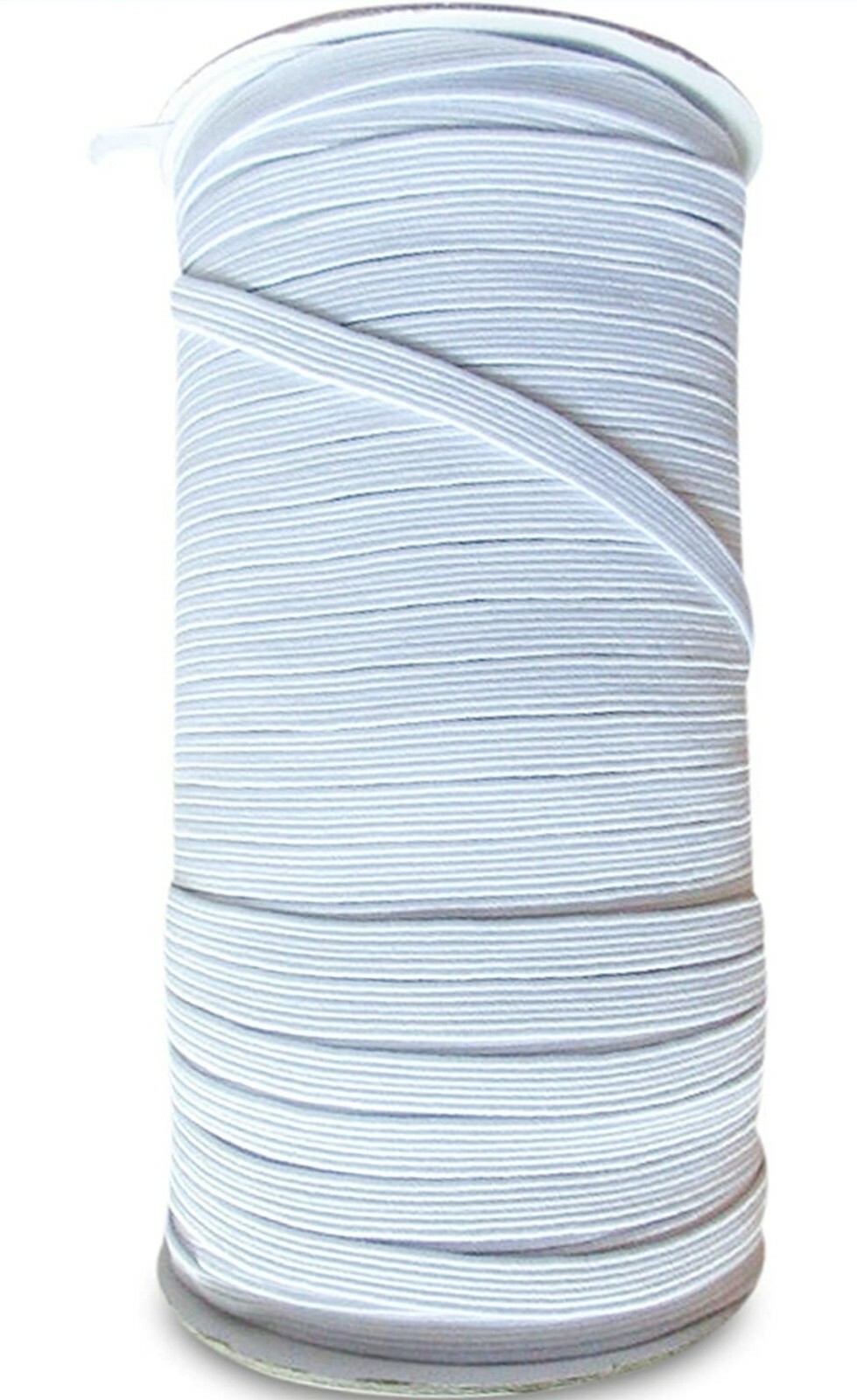 100 Meter Length 1/4 Inch (6 mm) Width Braided Elastic Band White