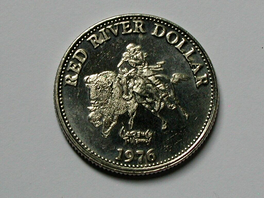 Winnipeg MB CANADA 1976 Red River DOLLAR Token with Indian on Horse Buffalo Hunt