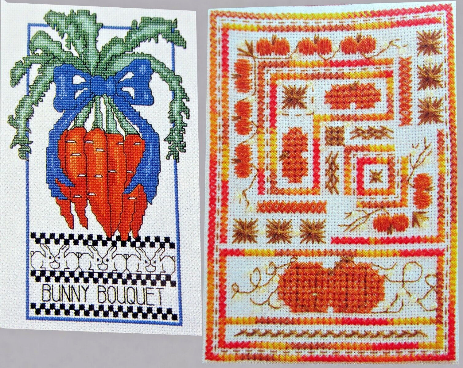Carrot Bouquet Pumpkin Harvest Sampler Specialty Stitches CROSS STITCH PATTERNS