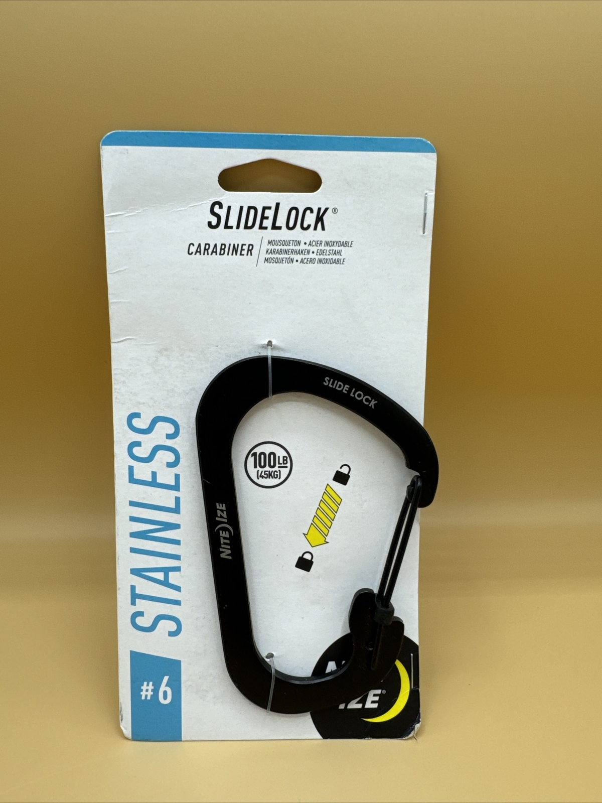 Nite Ize R6 Carabiner Slide Lock Size No. 6 Black Stainless Steel CSL6-01-R6