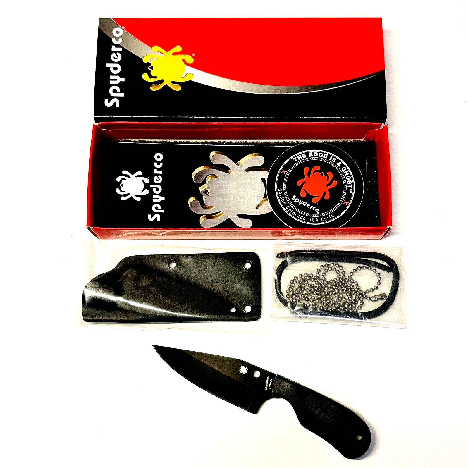 Spyderco Subway Bowie Fred Perrin FB48PBBK Fixed Blade Knife Sheath Ball Chain