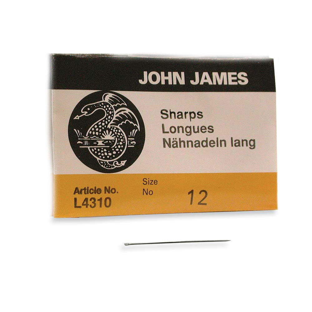John James Sharps Needles Size 12 43372 (25) L4310 English Beading Sewing Needle