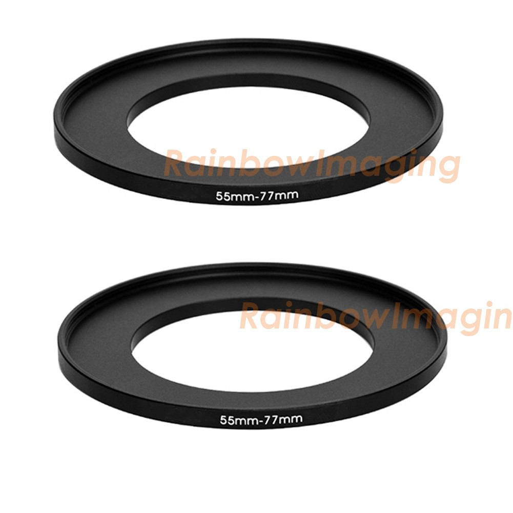 (2 Pcs) 55-77mm 55mm to 77 mm Metal Step Up Lens Filter Ring Adapter