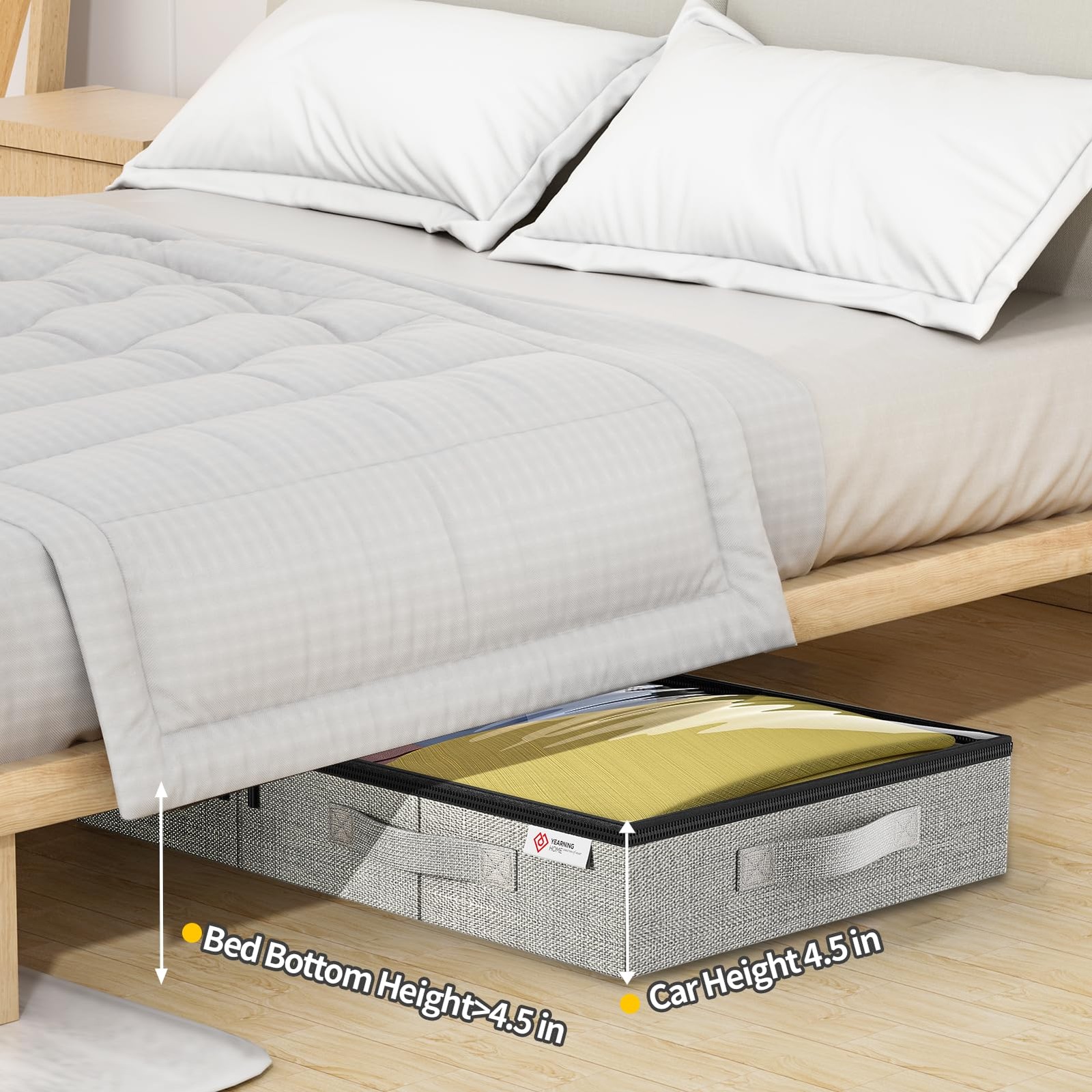 4.5 Inches Under Bed Storage Containers with Sturdy Sidewalls/Bottom 4 Pack