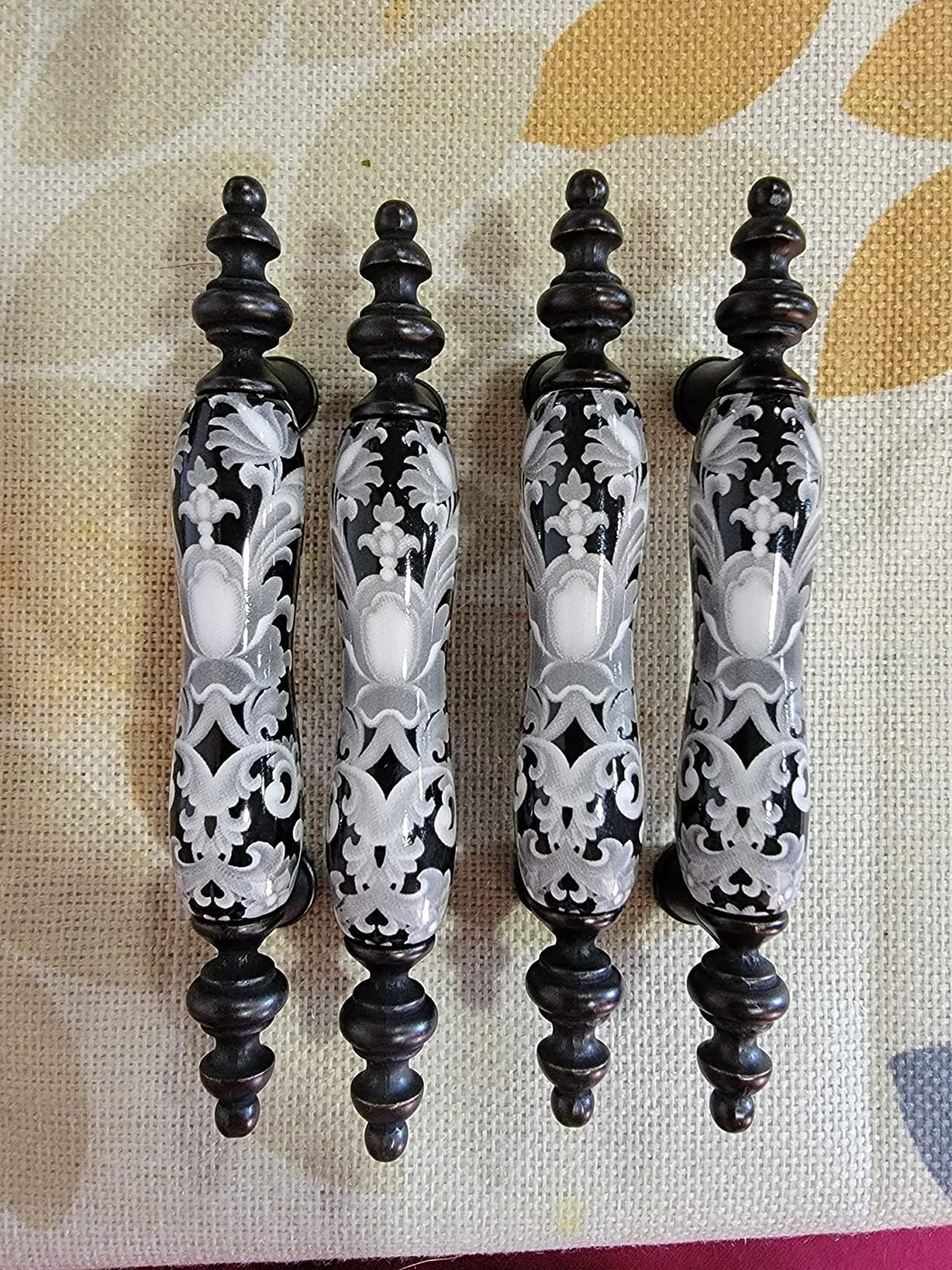 6 Pack Ceramic Drawer Pull Dresser Cabinet Pull Handle (6, 3" hole centers) |...