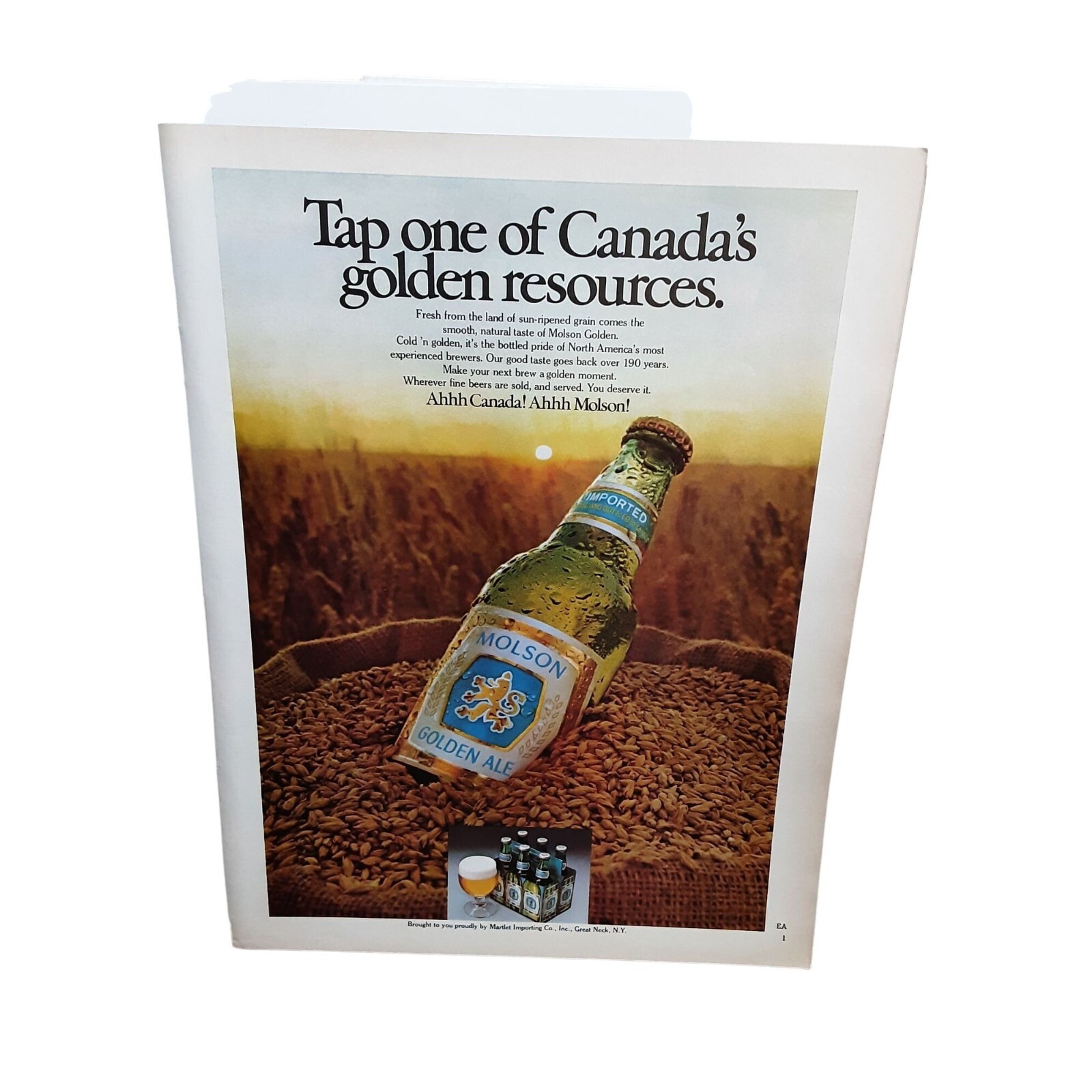 1978 Molson Golden Ale Beer Original Print Ad Vintage