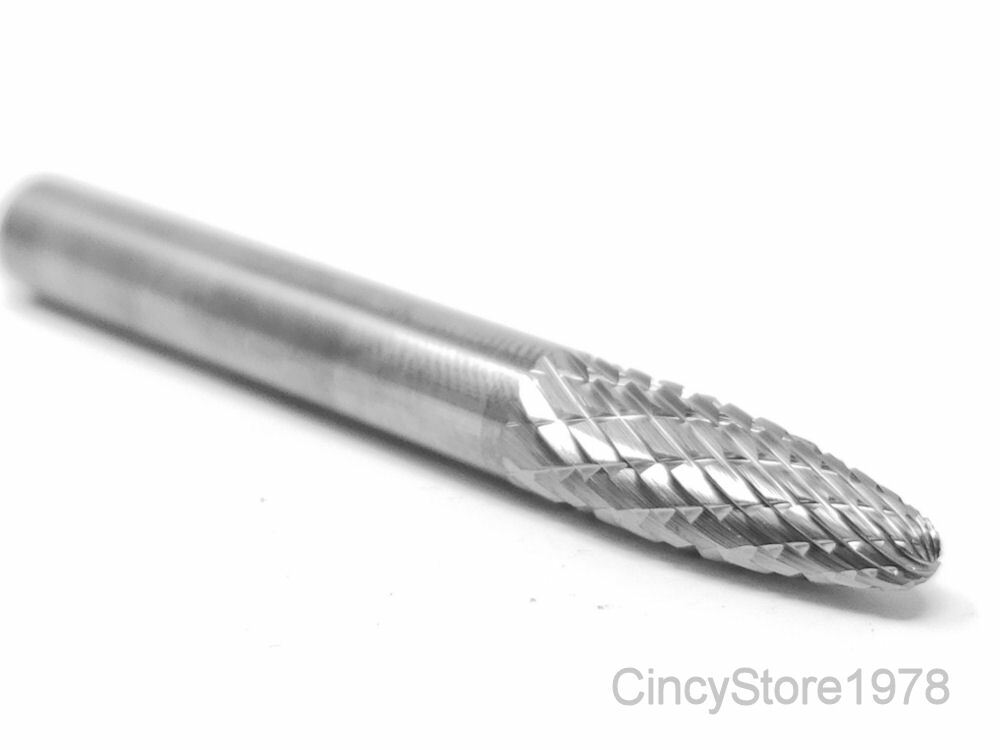 SF1D Tree Shape Tungsten Carbide Burr Bur Cutting Tool Die Grinder Bit 1/4" NEW