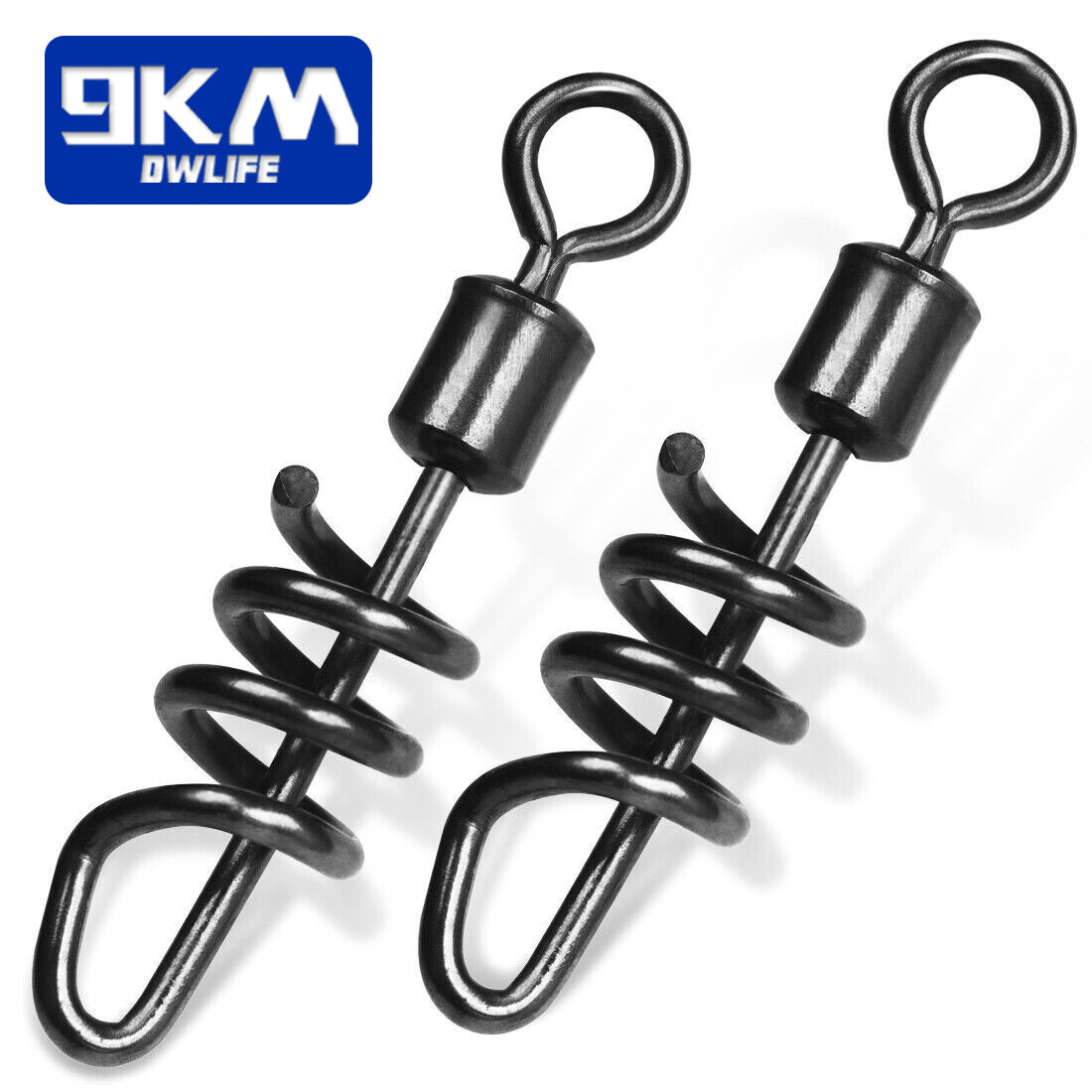 9KM Fishing Swivels Screwed Snap Covert Corkscrew Lure Connector Stainless Steel