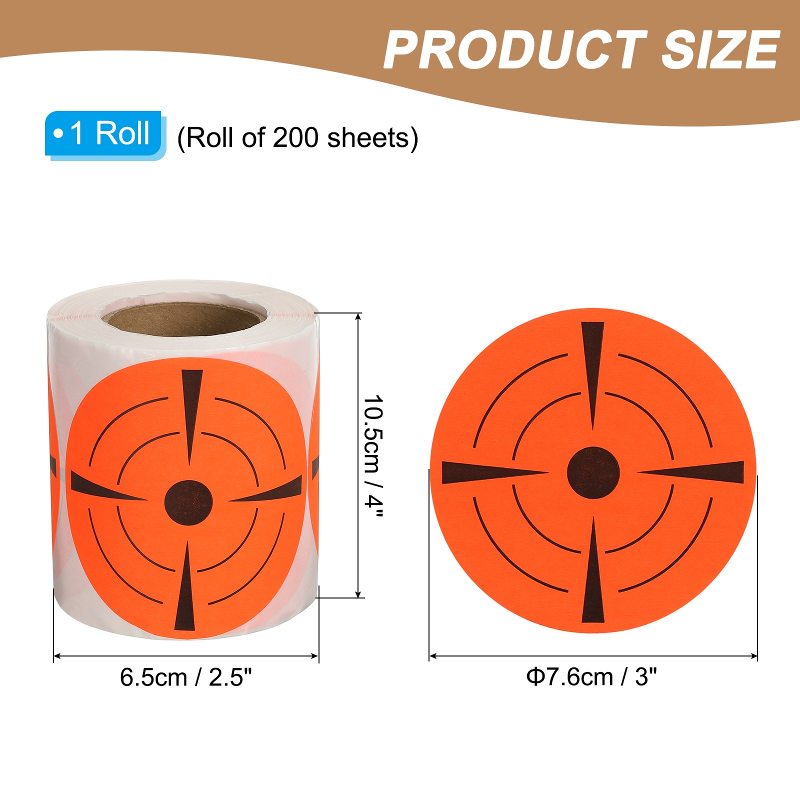 1 Roll Fluorescent Round Splatter Target Stickers 3", Red/Black