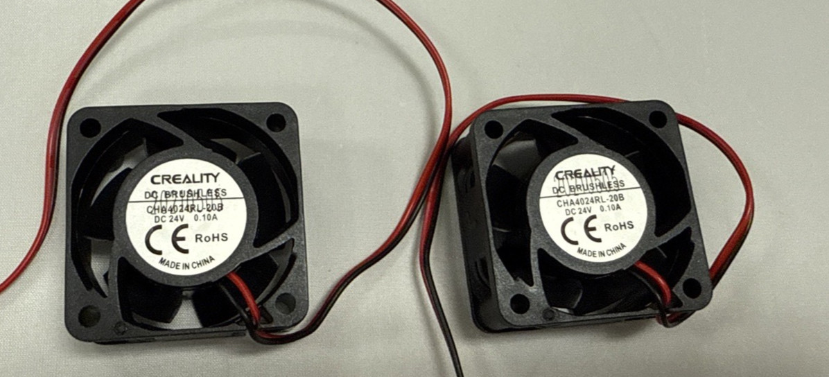 Lot of 2 x Creality 3D 24V 0.1A Extruder Hotend Fan CHA4020RL-20B