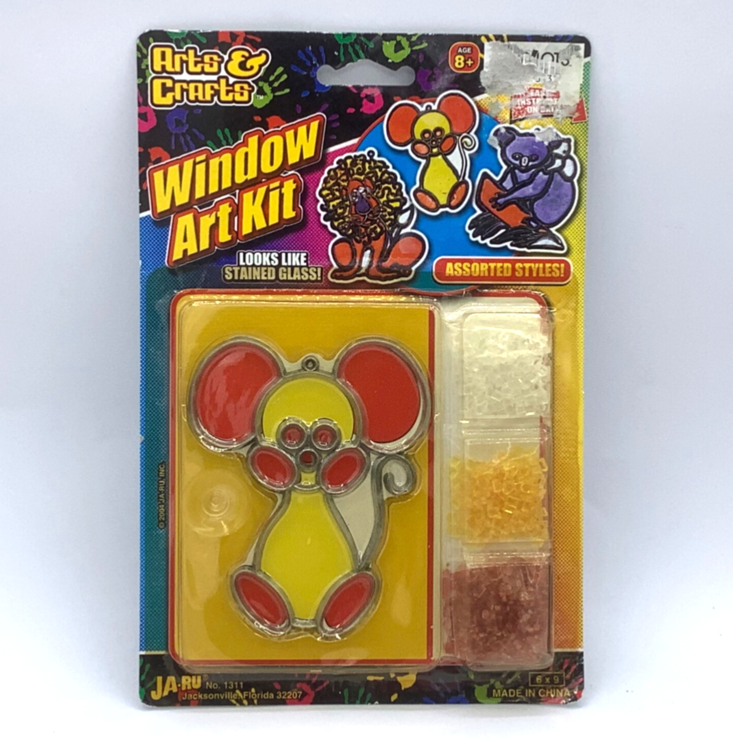 Window Art Kit Vtg 2004 Ja-Ru Arts & Crafts Mouse Looks Like Stained Glass