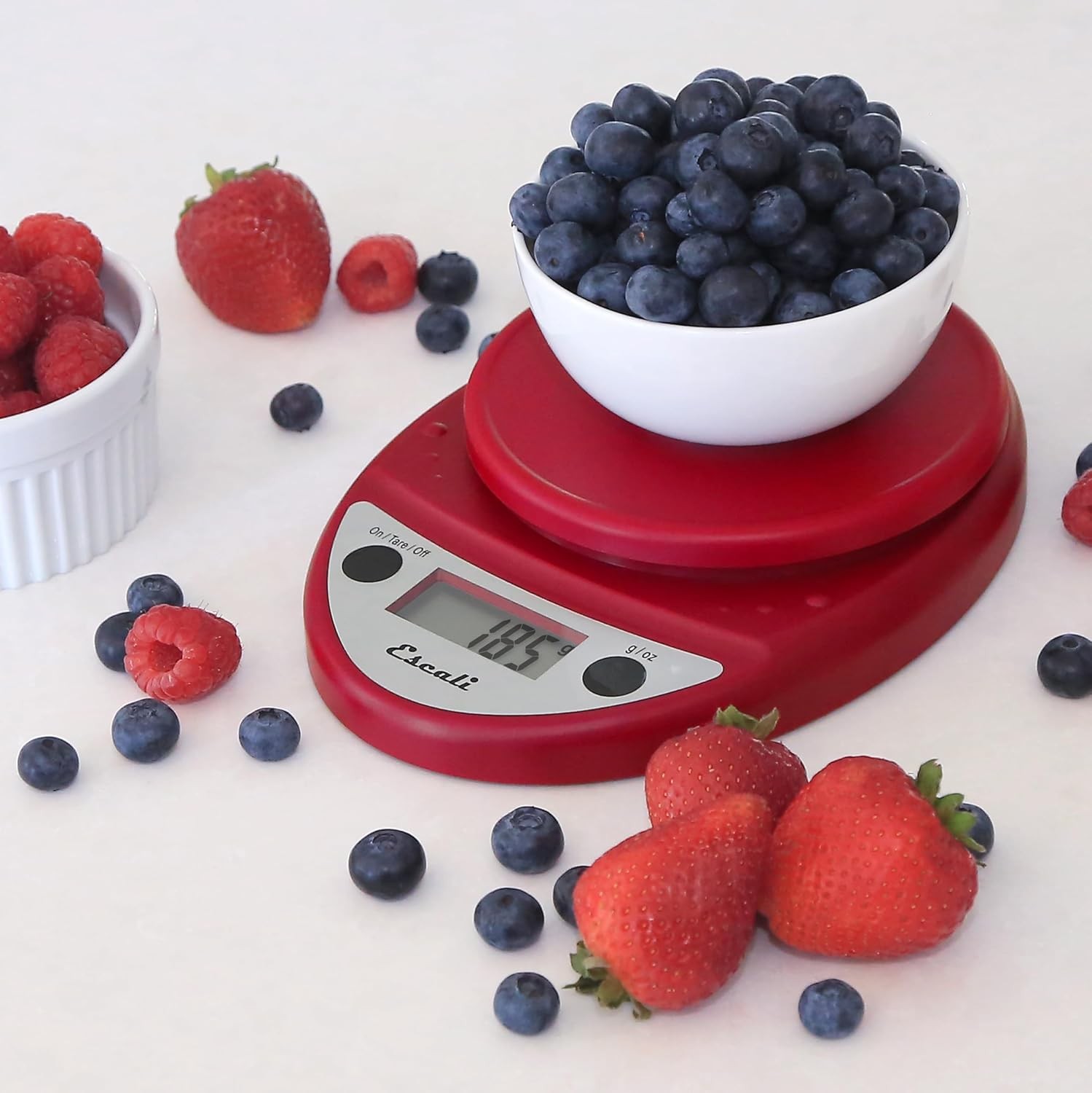 Escali Primo Digital Food Scale Multi-Functional Kitchen and Warm Red