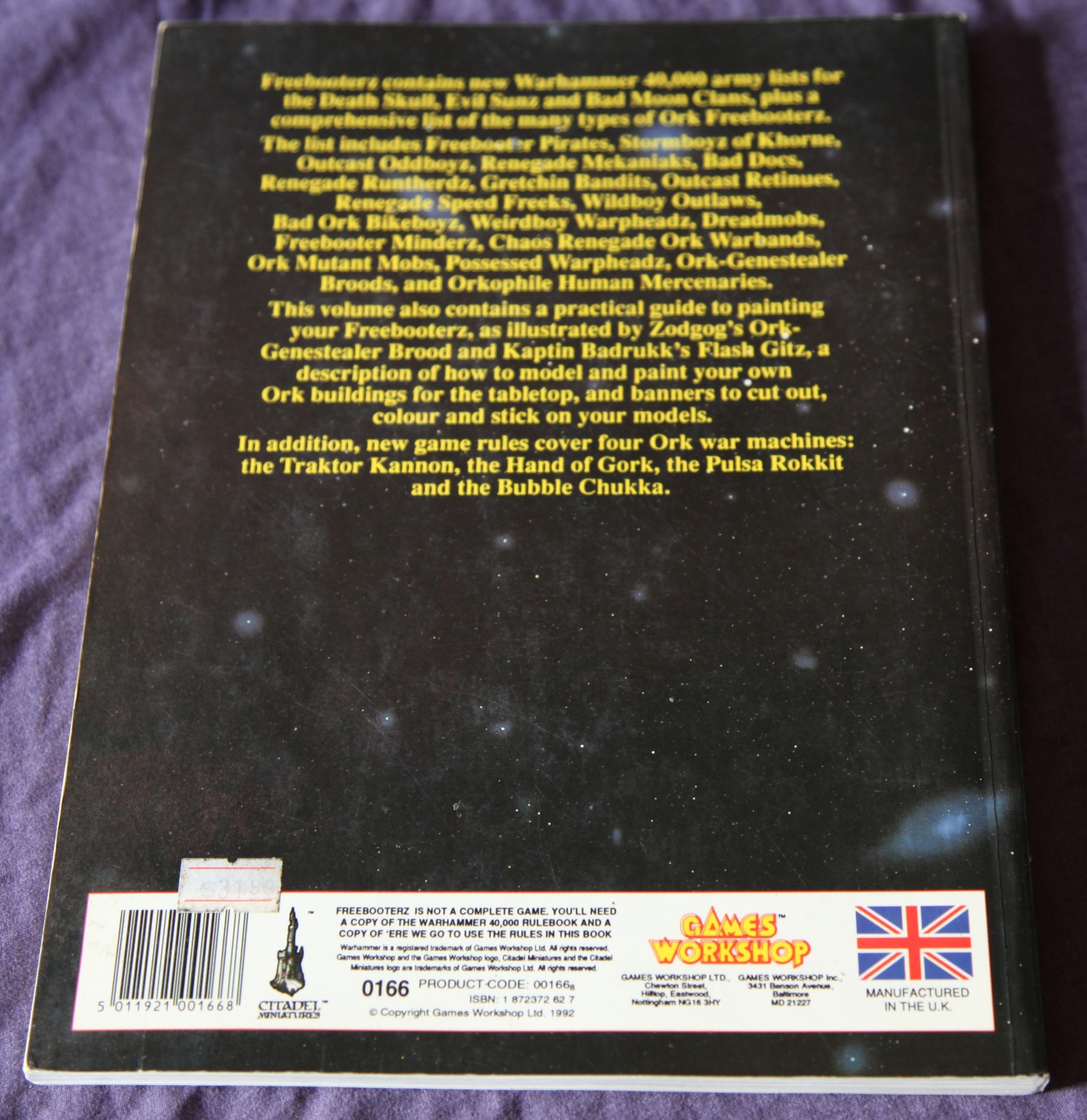 Warhammer 40k, Freebooterz, Freebooters 1991, Orkses Rule Book Codex, Army Lists
