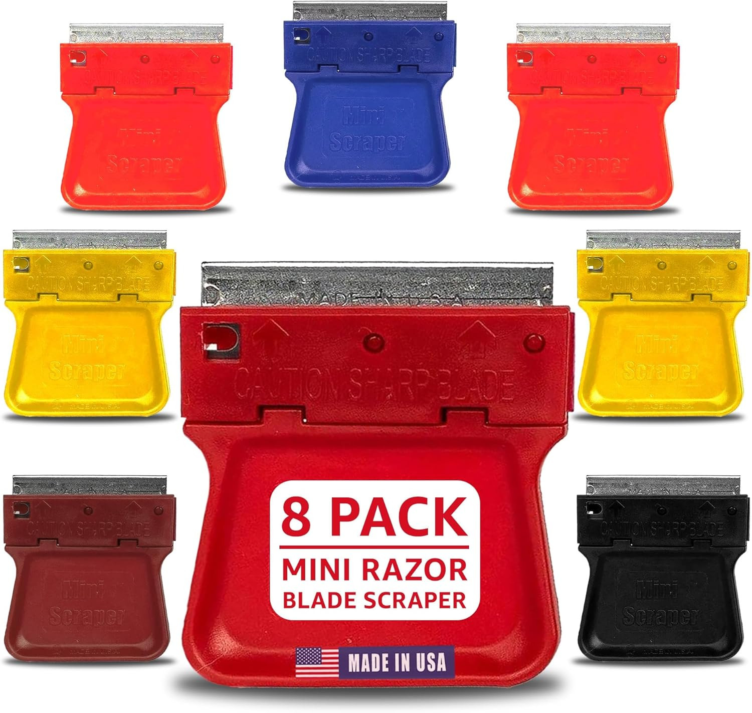 MINISCRAPER® Original Mini Scraper – 8 Pack | Safe Plastic Razor Blade Scraper f