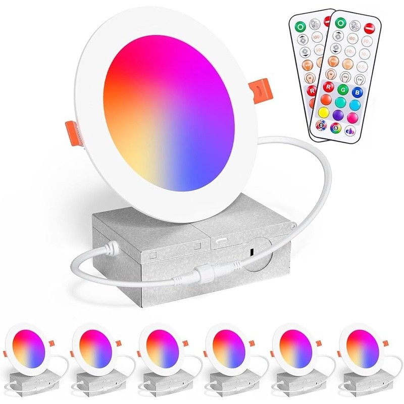 LED Downlight RGB Remote Control Dimmable Recessed Lighting Energy Saving New