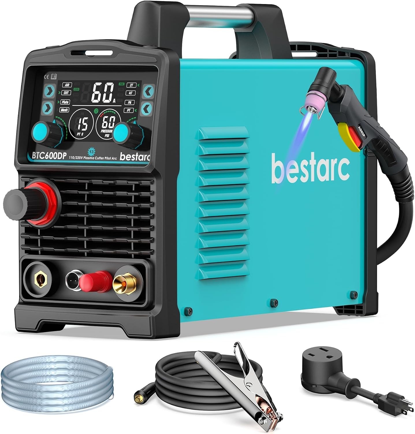 Plasma Cutter, [Pilot Arc][Large LED Display][Air Sensor] 60A Plasma Cutter M...