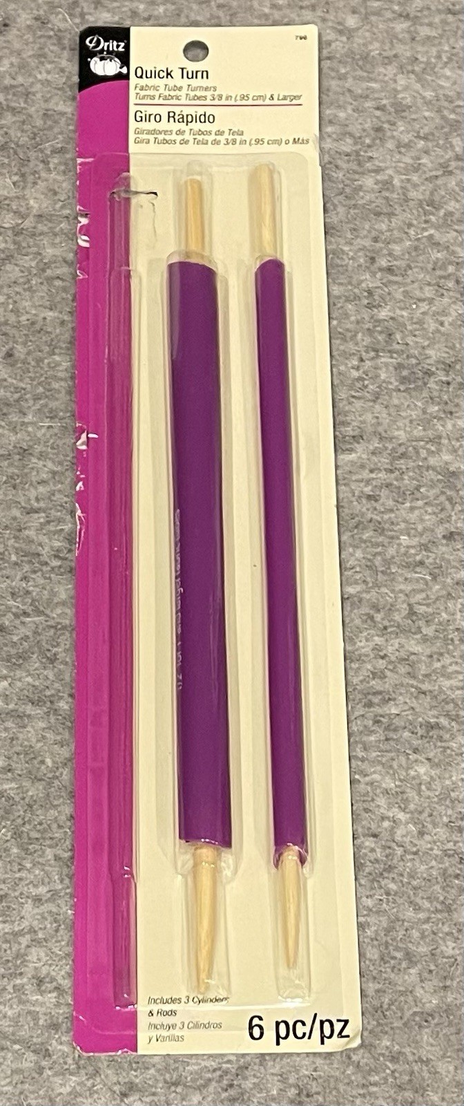 Pair Of Dritz Quick Turn Fabric Tube Turners 3/8” & 1/2” Cylinders and Rods