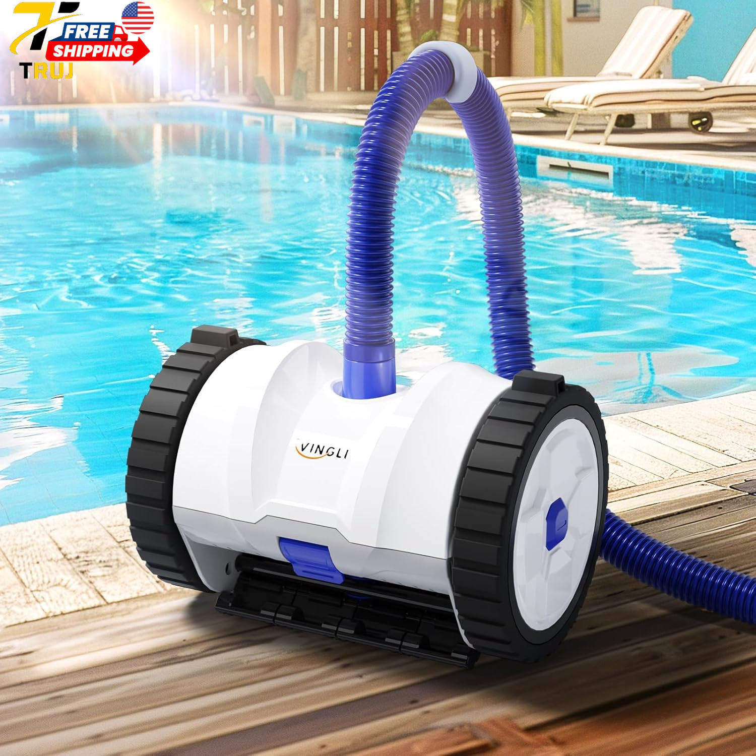 (2025 Upgrade) Automatic Suction-Side Pool Vacuum Cleaner Powerful Wall-Climbi